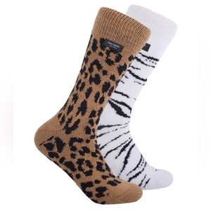 2 Pack of Kate Spade Animal Print Socks - Tan and White